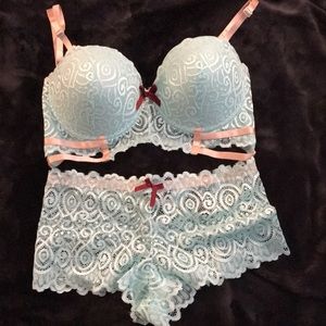 Never worn “Black Fuchsia by Secret Lace” Bra with matching panty